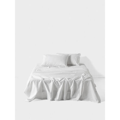 Linen House Queen Cotton Sateen Sheet w/ Pillowcase Set - White