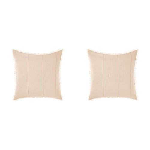 2PK Linen House Galicia European Blue/Sand Pillowcase 65x65cm - Pink