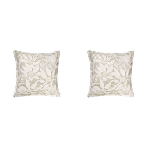 2PK Linen House Esperance Leaf European Pillowcase 65x65cm - Natural