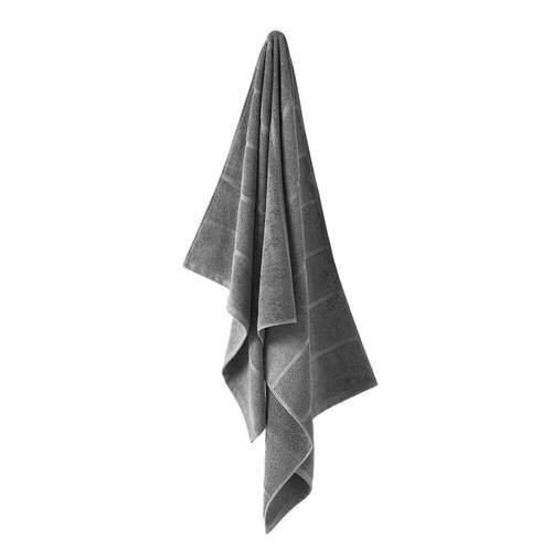 Linen House Velour Stripe Cotton Ash Bath Mat 60x80cm - Charcoal
