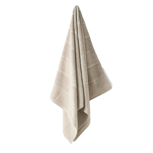 Linen House Velour Stripe Cotton Moonbeam Bath Mat 60x80cm - Natural
