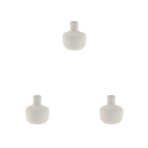 3PK Linen House Serra Stoneware Vase 7cm Home Decor - White