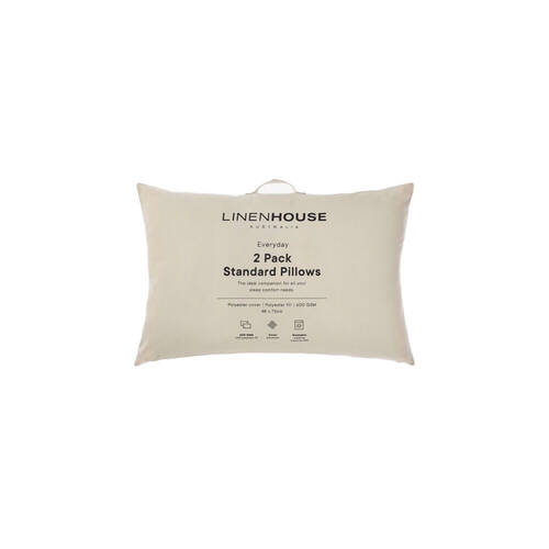 2pc Linen House 48x73cm Everyday Bedding Standard Pillow - White