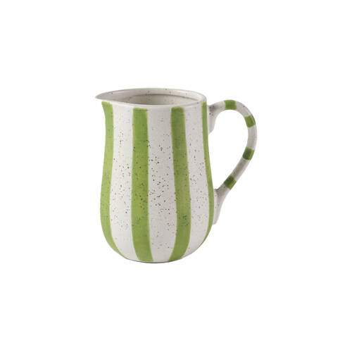 Linen House Striped Stoneware Jug 17cm Home Decor - Green
