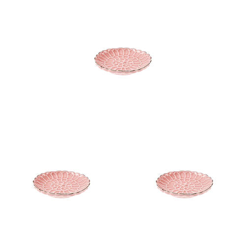 3PK Linen House Porcelain Trinket Plate Jewelry Dish 10cm - Rosebud