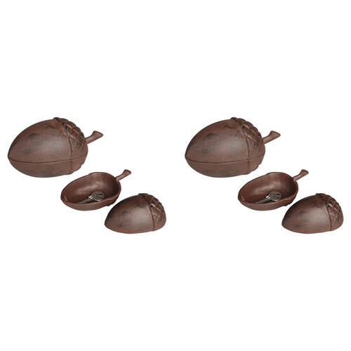 2PK Esschert Design Cast Iron Acorn Key Keeper Figurine Home Decor 13.2cm Brown