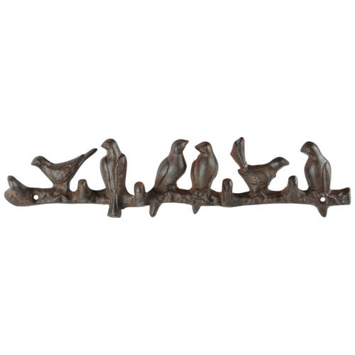 Esschert Design Cast Iron Bird Wall Hook Indoor/Outdoor Decor 42.9cm Brown