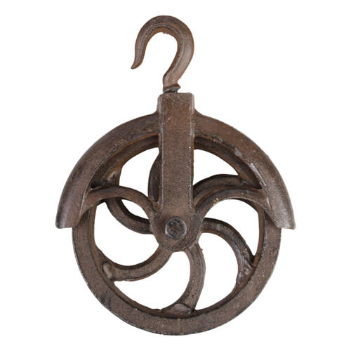 Esschert Design Cast Iron Decorative Indoor Hanging Wheel Hook 18.2cm Brown