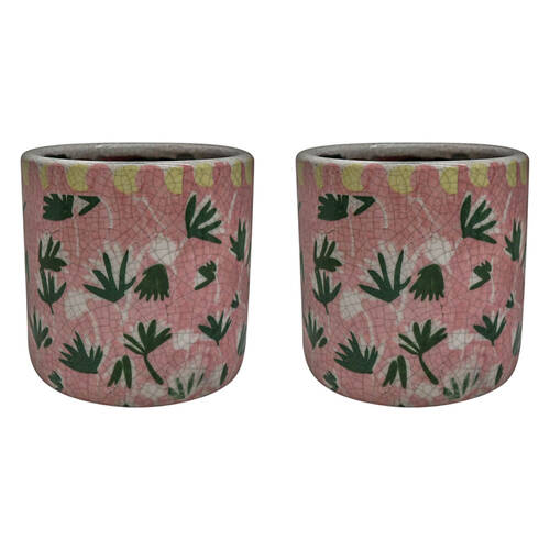 2PK LVD Terracotta Decorative Straight Planter Pot 12.5x12.5cm Funky Pink