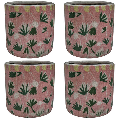 4PK LVD Terracotta Decorative Straight Planter Pot 12.5x12.5cm Funky Pink