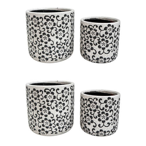 2x 2pc LVD Terracotta Decorative Straight Planter Pot 15.5cm/12.5cm Daisy Chain