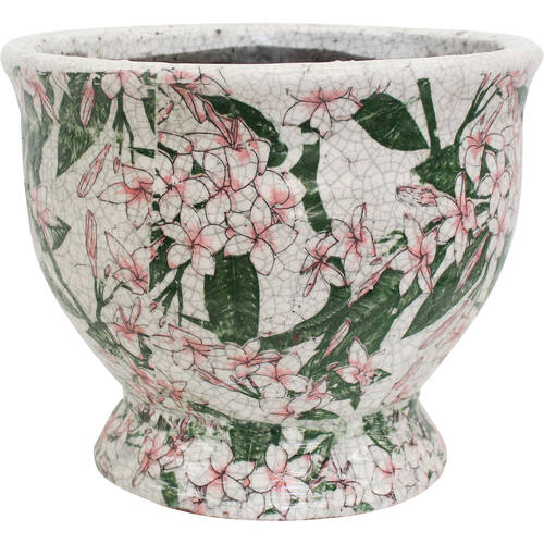 LVD Large Terracotta Decorative Planter Pot Urn 25.5x21cm Frangipani