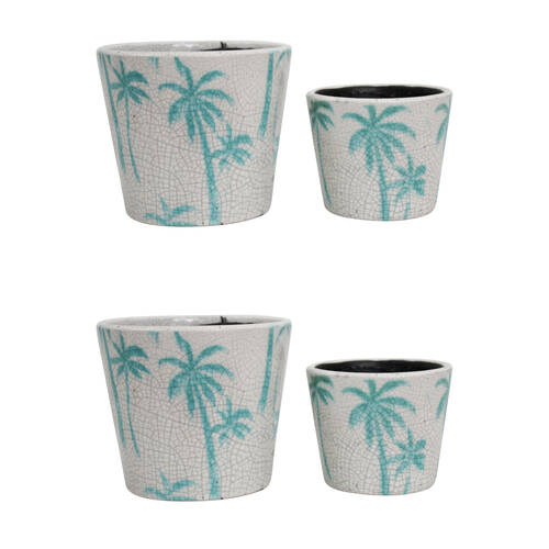 2x 2pc LVD Terracotta Indoor Decorative Planter Pot Set 16x14cm/12x10cm Island