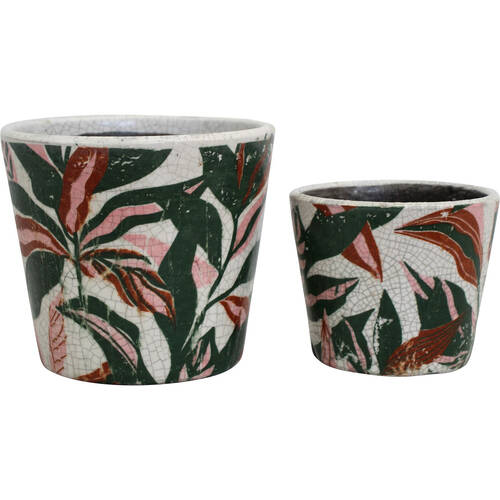 2pc LVD Terracotta Indoor Decorative Planter Pot Set 16x14cm/12x10cm Rainforest