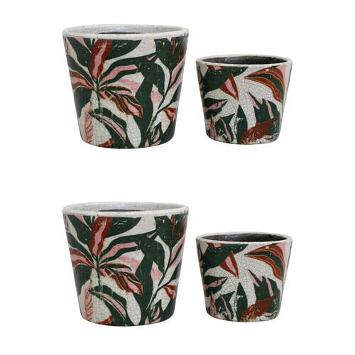 2x 2pc LVD Terracotta Indoor Decorative Planter Set 16x14cm/12x10cm Rainforest