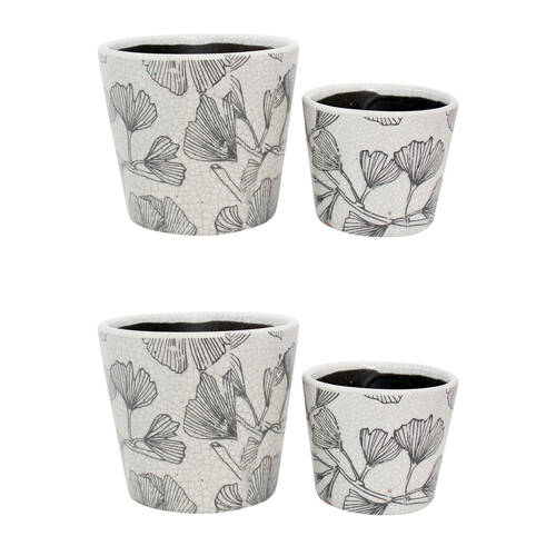 2x 2pc LVD Terracotta Indoor Decorative Planter Pot Set 16x14cm/12x10cm Ginko