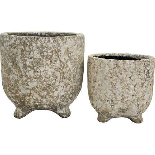 2pc LVD Tall Terracotta Decorative Planter Pot Set 20x19.5cm/15x15cm Mineral