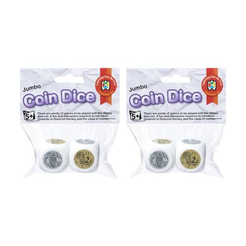2x 2pc Learning Can Be Fun Jumbo Australian Coin Dice Educational Kids Toy 5y+