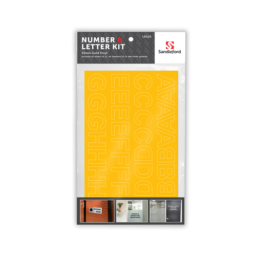 Sandleford 25mm Perm Letters/Numbers Stickers Helvetica Gold