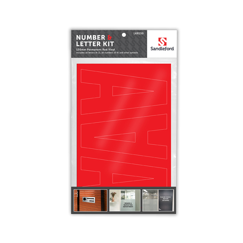 Sandleford 150mm Letters/Numbers Stickers Helvetica  Red