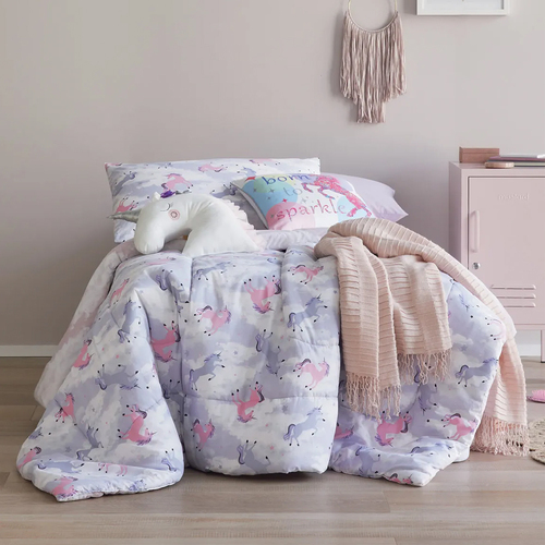 Lorraine Lea Unicorn Comforter Set Single Bed Pink/Violet