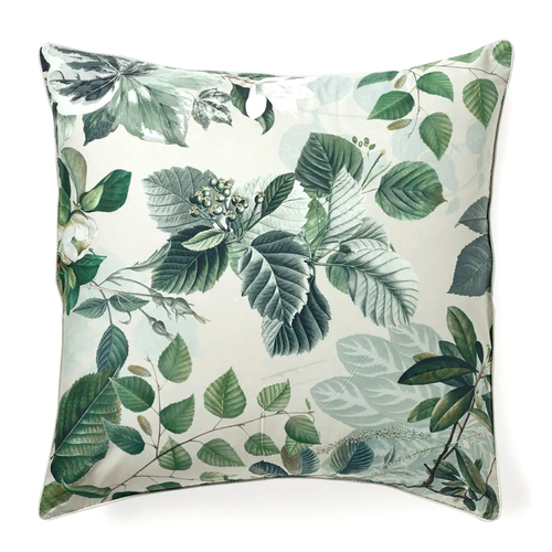 Lorraine Lea Cotton Greenwood Euro Pillowcase Green/Mint 65x65cm