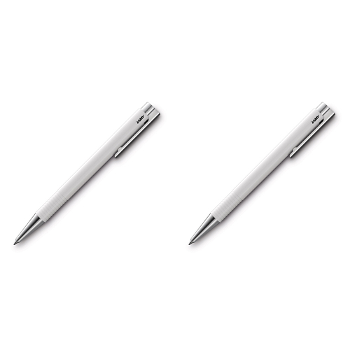 2x Lamy Logo M+ Medium 1mm Tip Ballpoint Pen - White