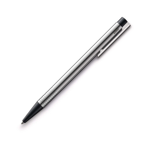 Lamy Logo Ballpoint Pen Medium-1mm Nib Tip - Matt Stainless Steel & Black