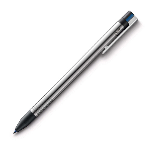 Lamy Logo Ballpoint Tri Pen Medium-1mm Nib Tip Matt Stainless Steel & Black