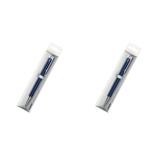 2x Lamy Logo M+ Hangsell Clip/Push-Button Ballpoint Pen - Blue