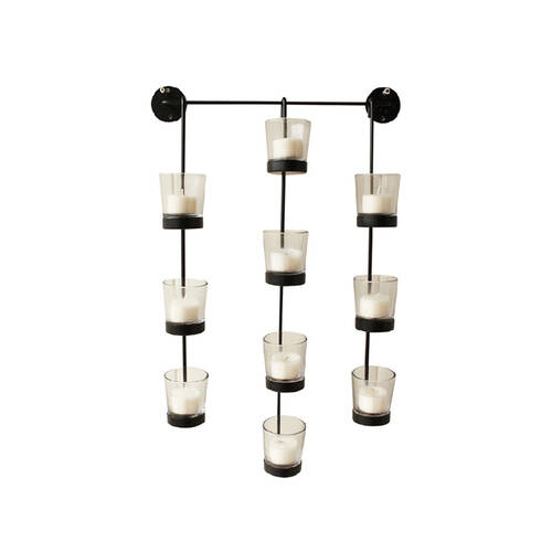 Darlin Handmade Roman Metal Wall T-Lite Holder w/ Glass 50x40cm Matte Black