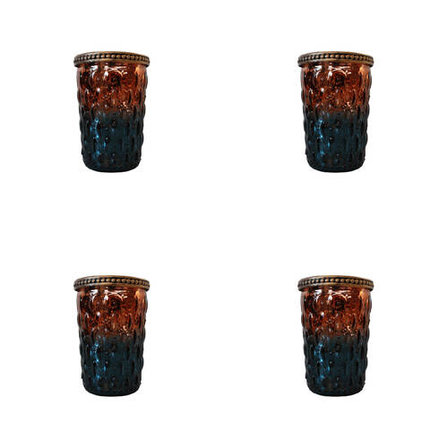 4PK Darlin Taj Glass T-Lite Holder Hme Decor Version 3 9.5x6.5cm Amber/Blue