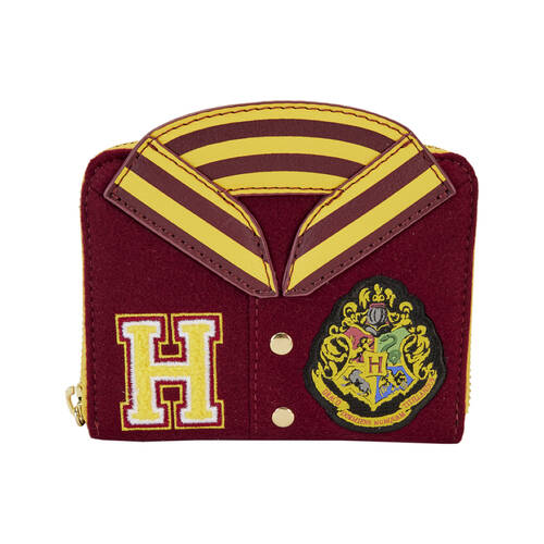 Loungefly Harry Potter Gryffindor Hogwarts Crest Varsity Jacket Zip Around Wallet