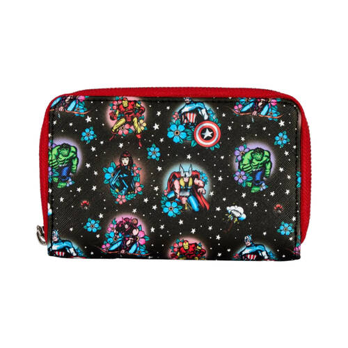 Marvel Comics Avengers Floral Tattoo Zip Around Purse Wallet 15.24cm