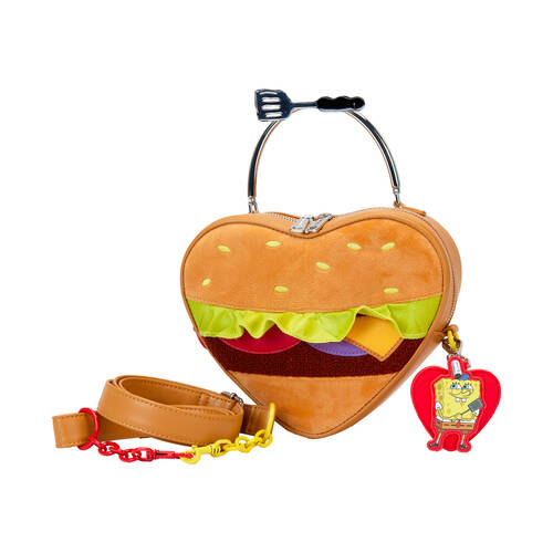 Spongebob Krabby Patty Plush Womens Crossbody Bag 9x7.3in
