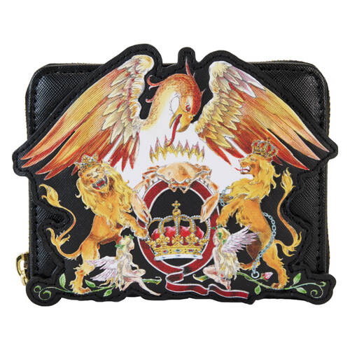 Queen Logo Crest Zip Around Wallet Coin Purse 5x4in