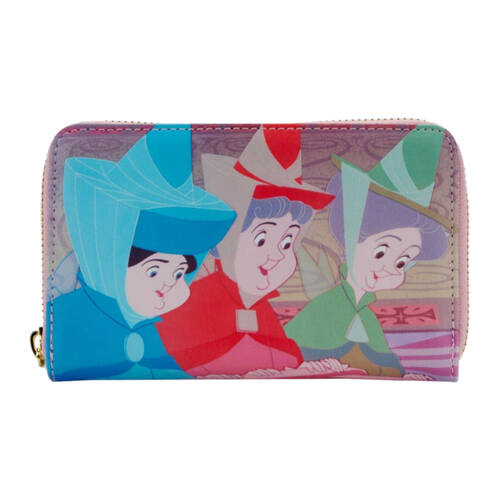 Sleeping Beauty Princess Scene Zip Around Purse Wallet 6x4in