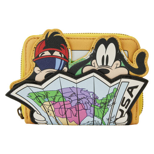 Loungefly Vegan Leather Disney Goofy Movie Road Trip Zip Around Wallet 5x4in