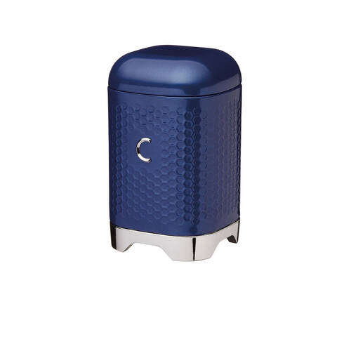 Lovello Carbon Steel Retro Coffee Canister w/ Geometric Finish - Midnight Navy
