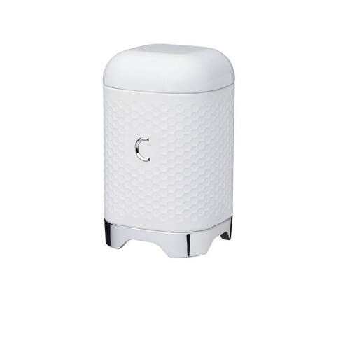Lovello Carbon Steel Retro Coffee Canister w/ Geometric Finish - Ice White