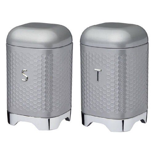 2pc Kitchencraft Lovello Geometric Sugar Jar and Tea Canister - Shadow Grey