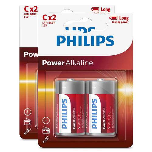 4PK Philips C Power Alkaline Battery LR14 1.5V - Long Lasting