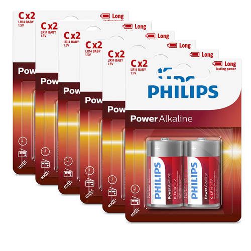12PK Philips C Power Alkaline Battery LR14 1.5V - Long Lasting