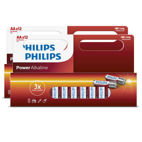 24PK Philips AA Power Alkaline Battery LR6 1.5V - Long Lasting