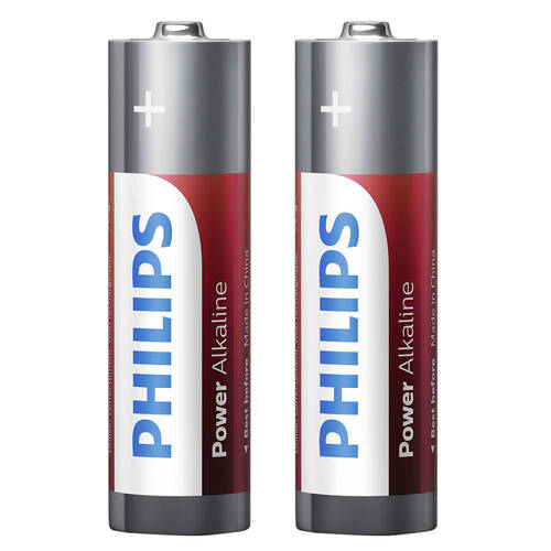 2PK Philips AA Power Alkaline Battery LR6 1.5V - Long Lasting