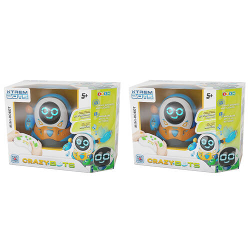 2PK Blue Rocket Xtrem Bots Control/Program Crazy Bots Roll Lids/Children 4y+