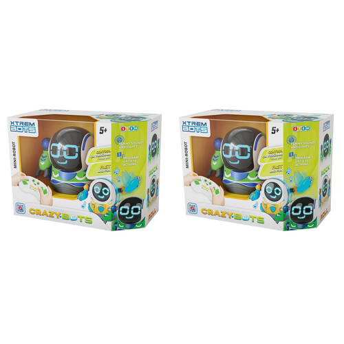 2PK Blue Rocket Xtrem Bots Control/Program Crazy Bots Rock Kids/Chldren 4y+