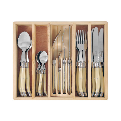 24pc Laguiole Silhouette Stainless Steel Cutlery Set - Ivory