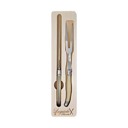 2pc Laguiole Silhouette Stainless Steel Carving Set - Ivory
