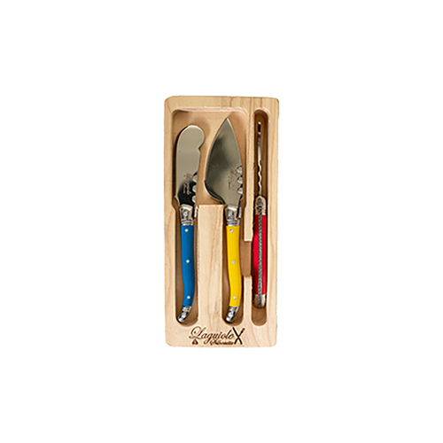 3pc Laguiole Silhouette Mini Cheese Knife Set - Multicolour